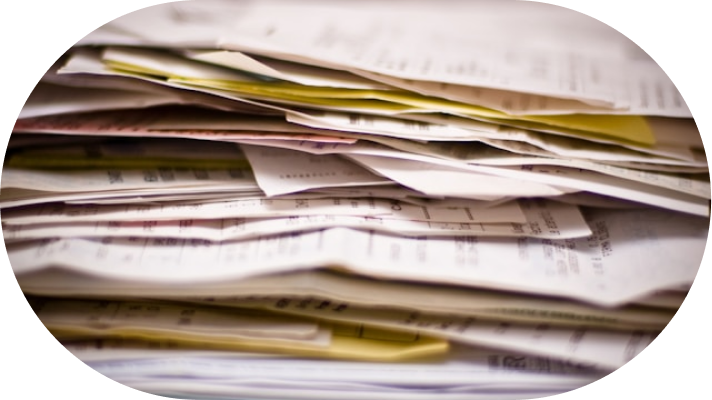 Stack of water bills and receipts